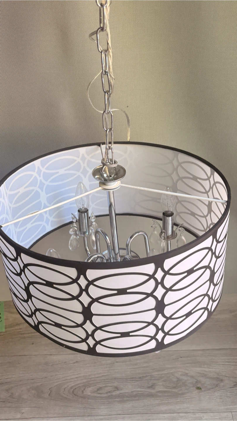 Black and White Patterned Drum Chandelier - photo 5