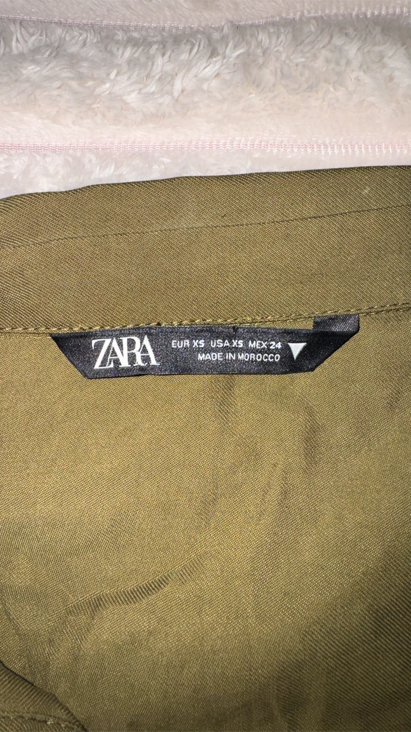 Zara Olive Green Button-Up Shirt Dress - XS - photo 3