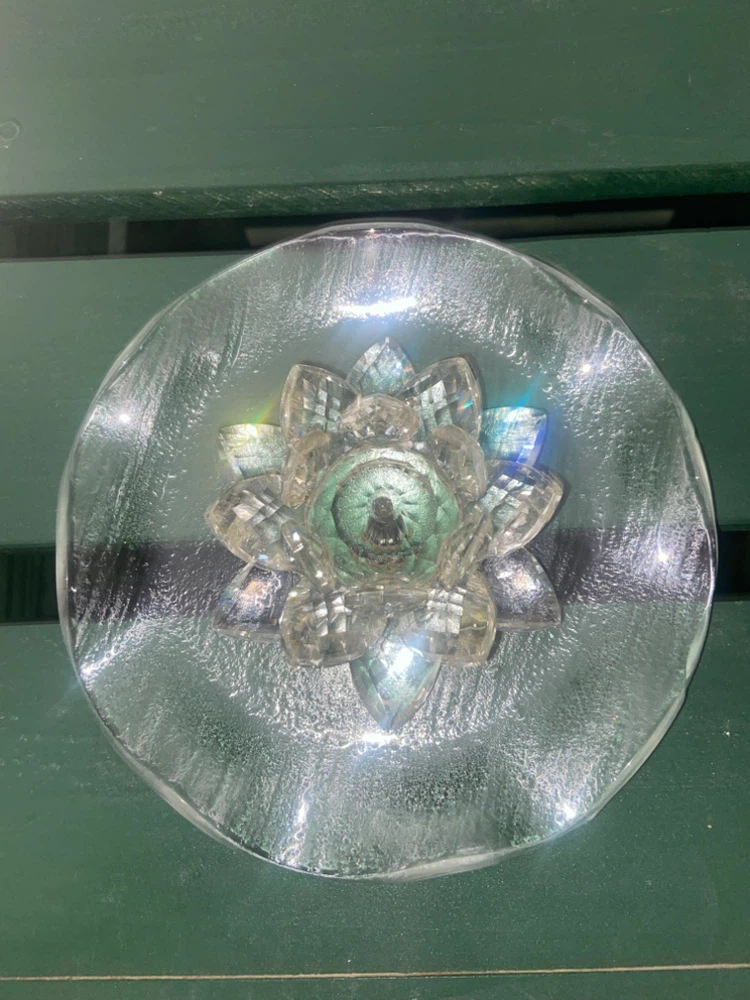 Clear Glass Lotus Flower Incense Stick Holder