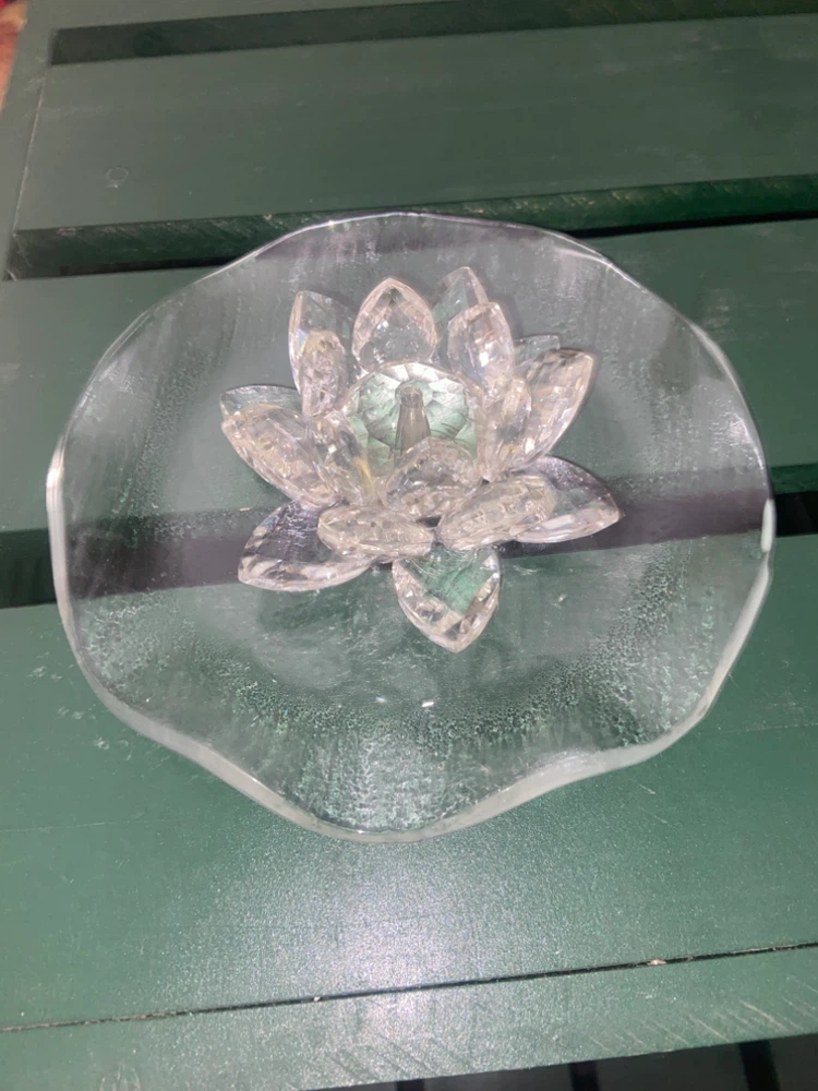 Clear Glass Lotus Flower Incense Stick Holder - photo 2