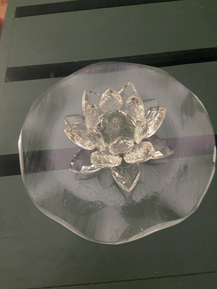 Clear Glass Lotus Flower Incense Stick Holder - photo 3