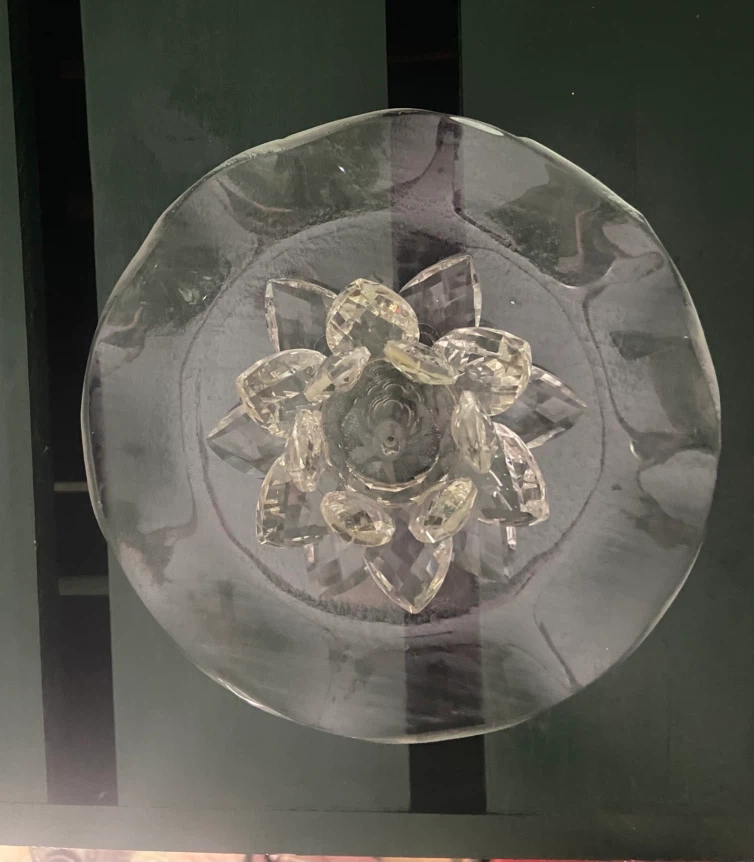 Clear Glass Lotus Flower Incense Stick Holder - photo 4