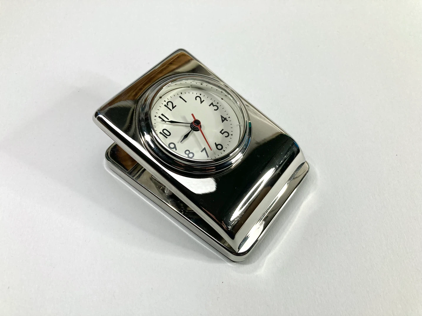 Vintage Chrome Clip Clock - Y2K Pottery Barn