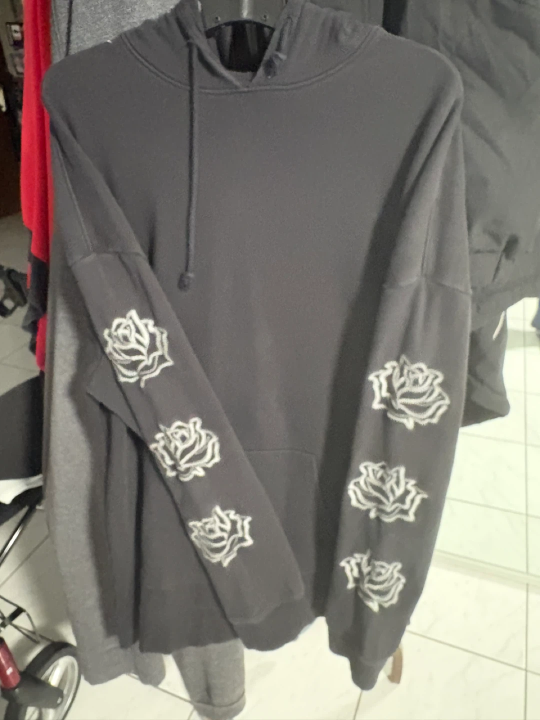 Men’s Black hoodie with rose print