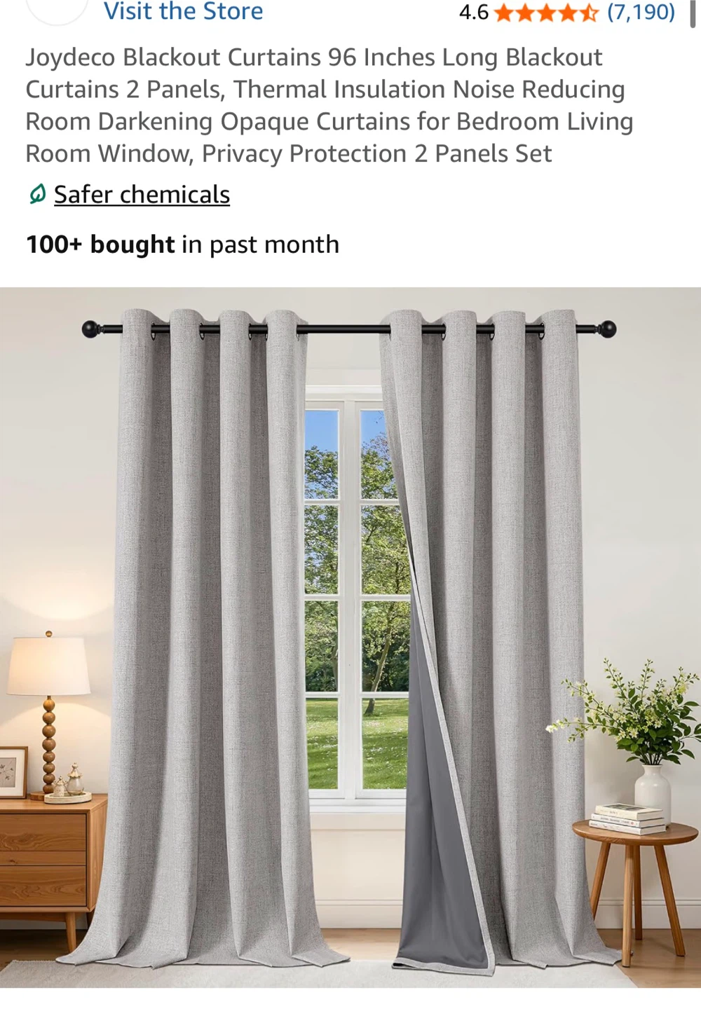 Greyish White Blackout Curtains 4 Panels