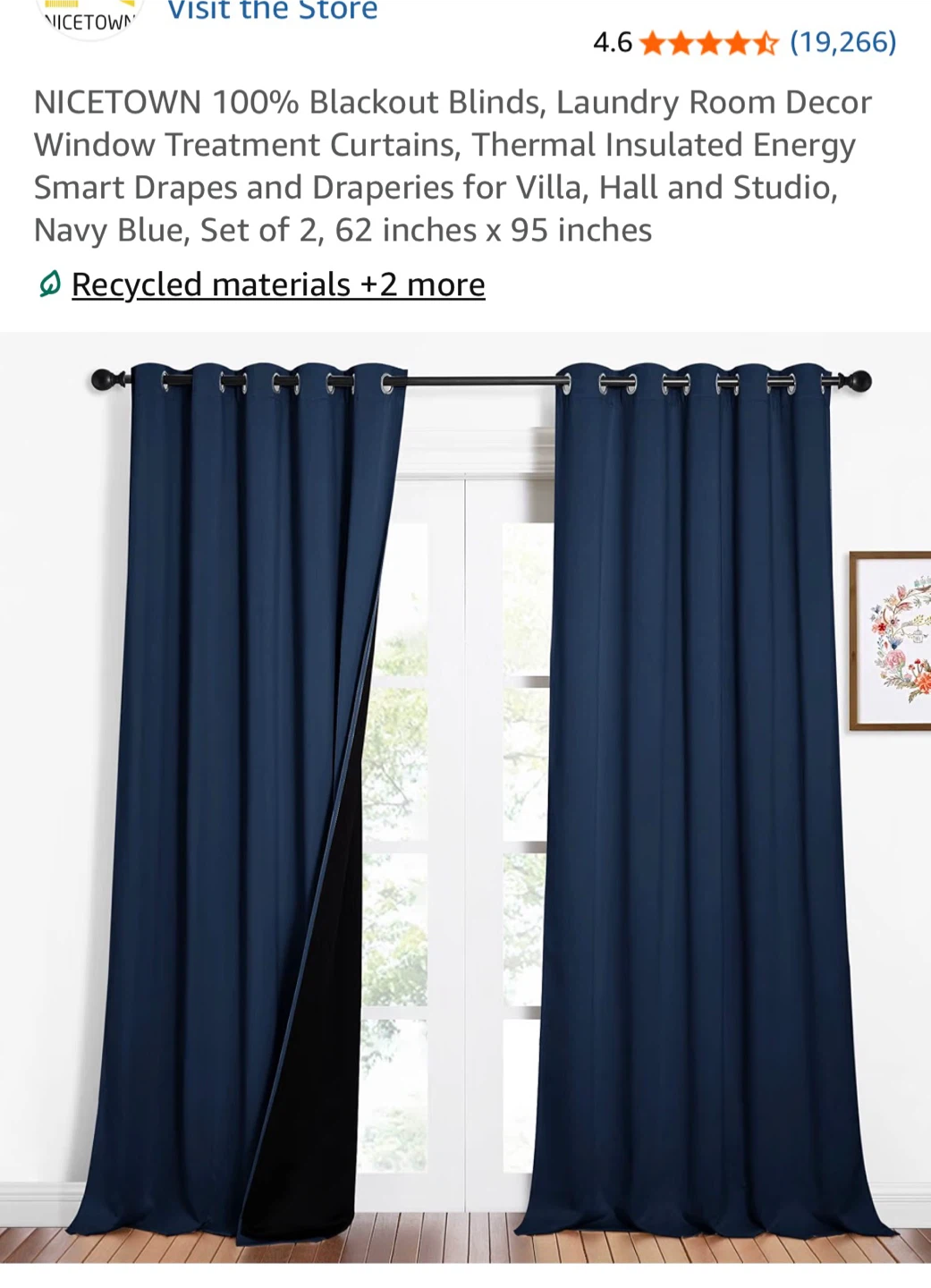 Navy Blue Blackout Curtains Set of 2