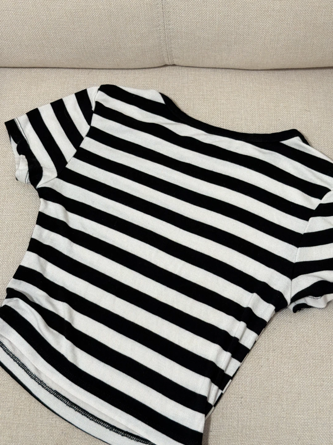 Zara Black and White Striped Short Sleeve Tee - photo 3