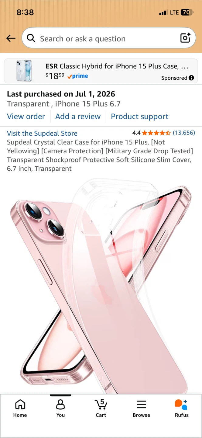 Supdeal Clear Case for iPhone 15 Plus