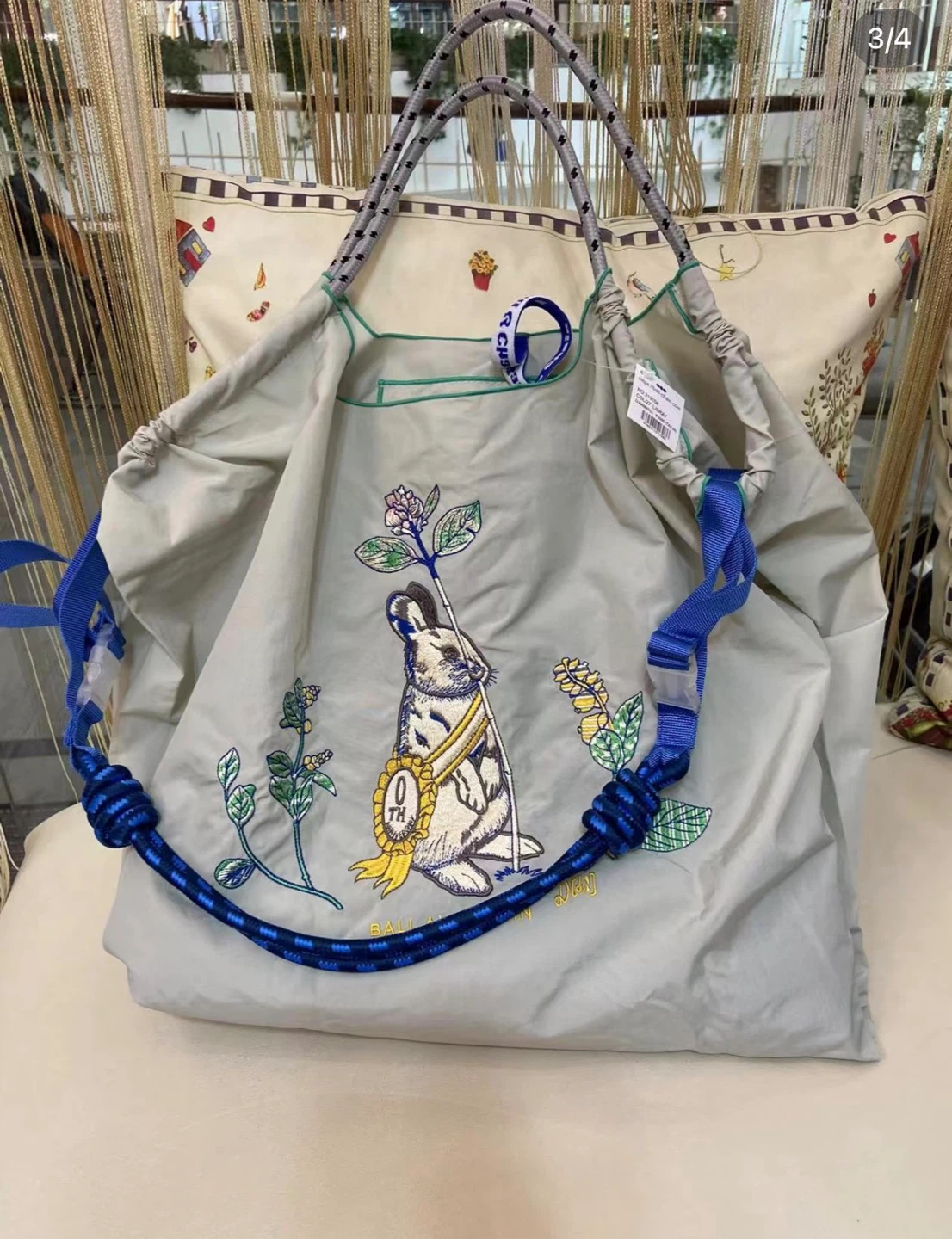 Ball & Chain Embroidered Rabbit Tote