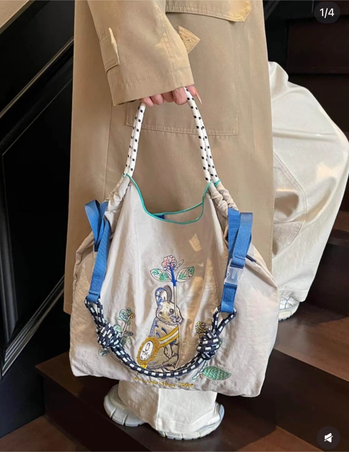 Ball & Chain Embroidered Rabbit Tote - photo 2