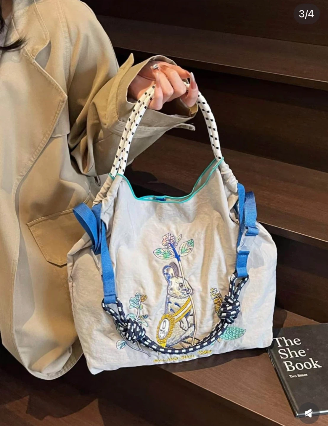 Ball & Chain Embroidered Rabbit Tote - photo 3