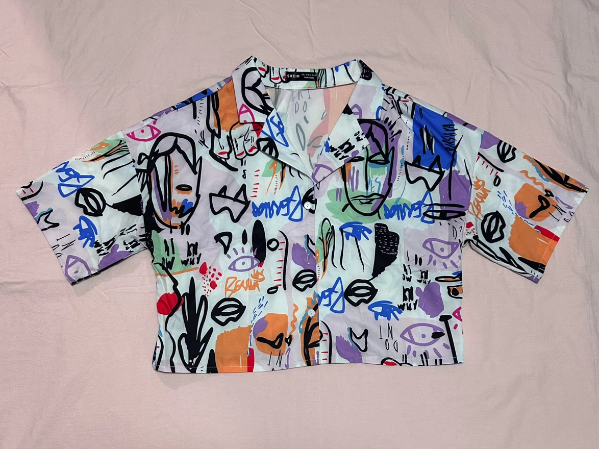 SHEIN Abstract Print Button-Up Shirt