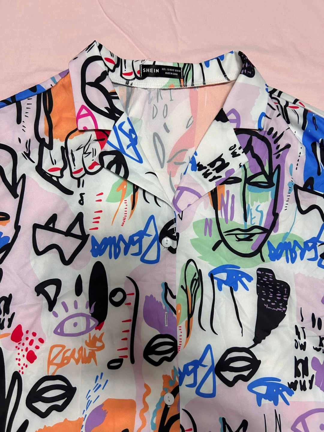SHEIN Abstract Print Button-Up Shirt - photo 2