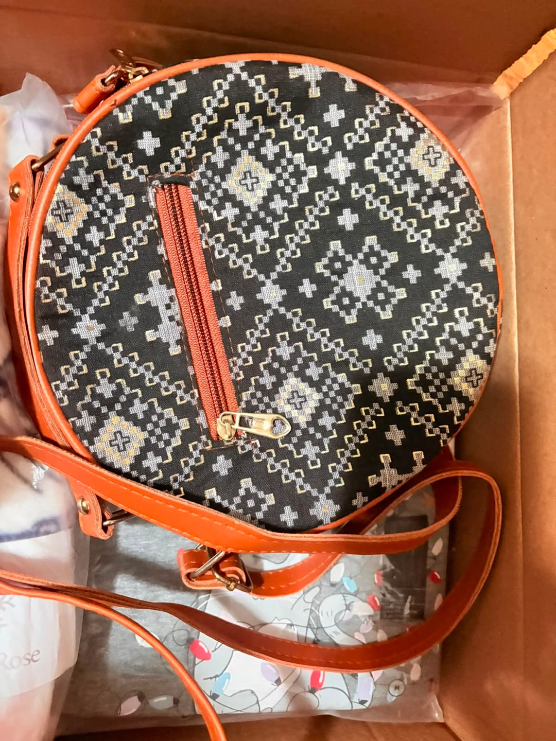 Round Patterned Crossbody Bag