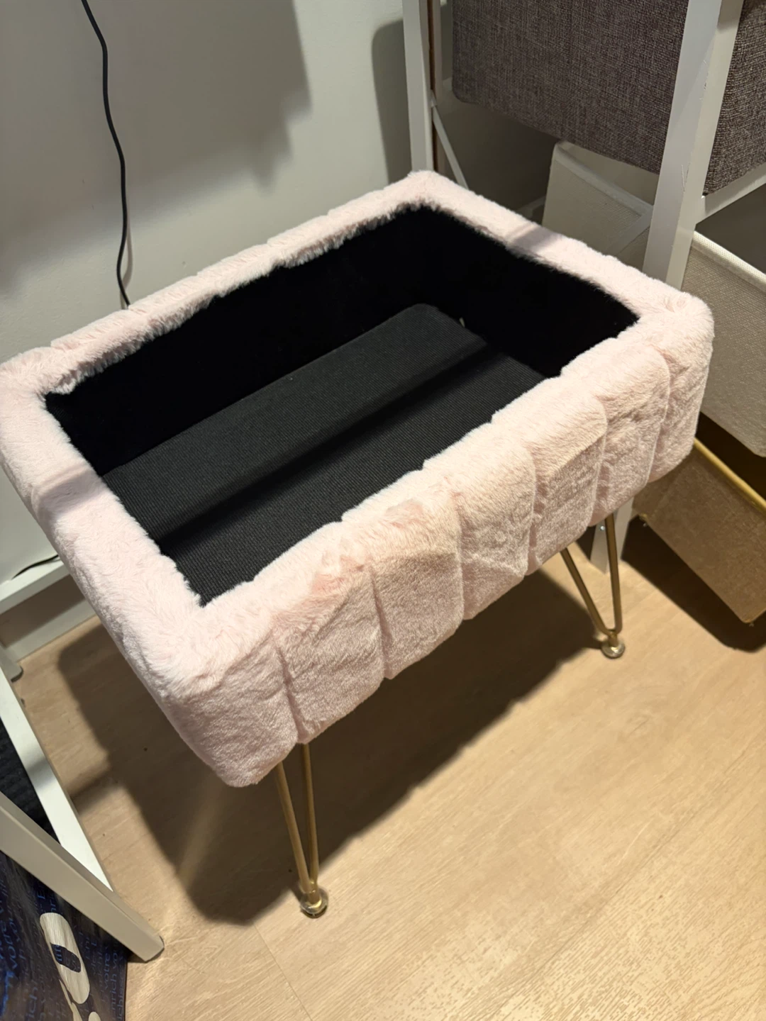 Pink Faux Fur Storage Ottoman - photo 2