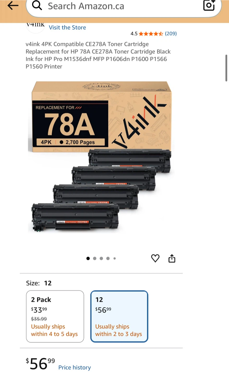 v4ink Compatible 78A CE278A Toner Cartridges - 4-pack