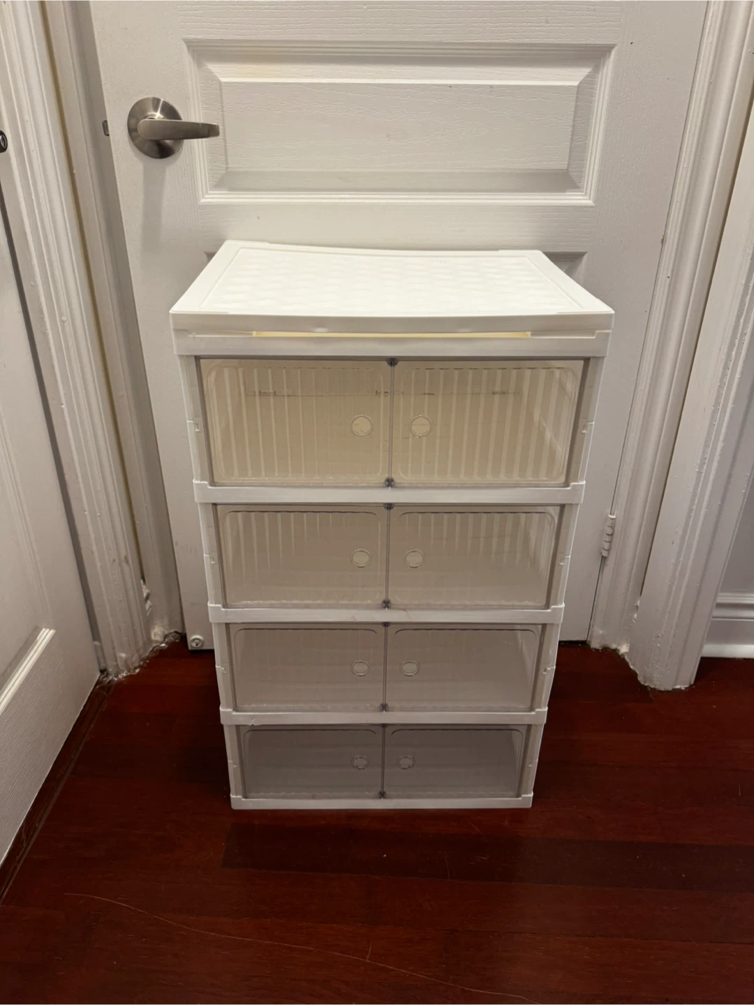 4-Tier White Storage Organizer with Clear Doors
