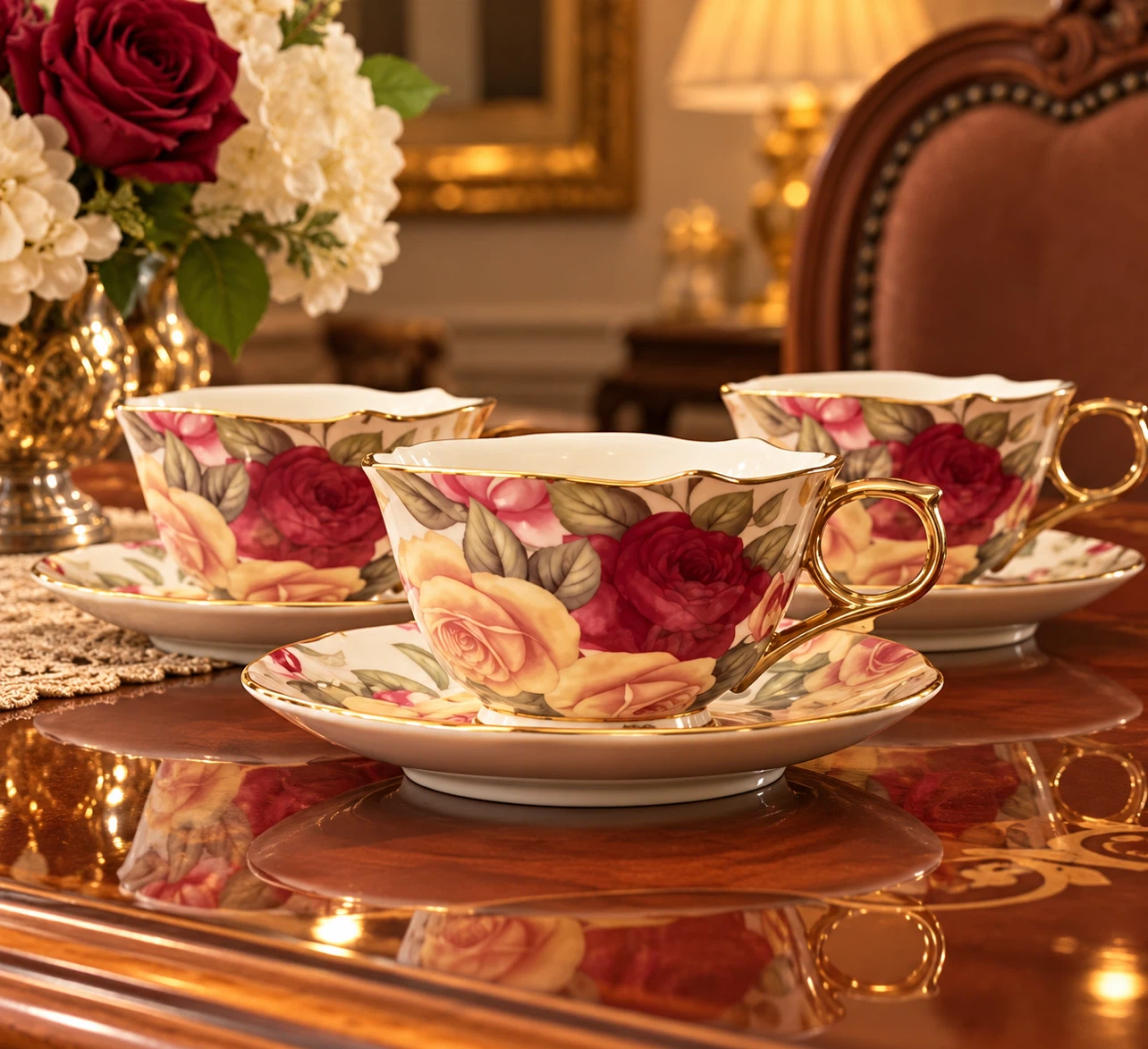 Royal Elflelda “Country Rose” Teacup. Each