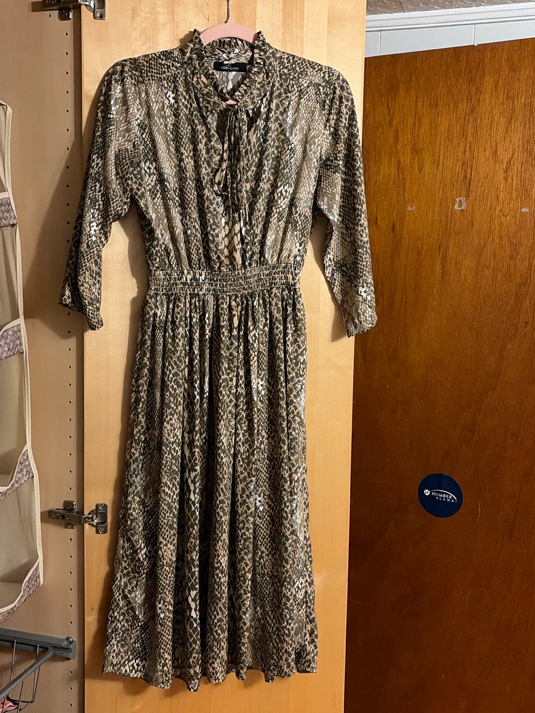 Marqueen Snakeskin Print Midi Dress