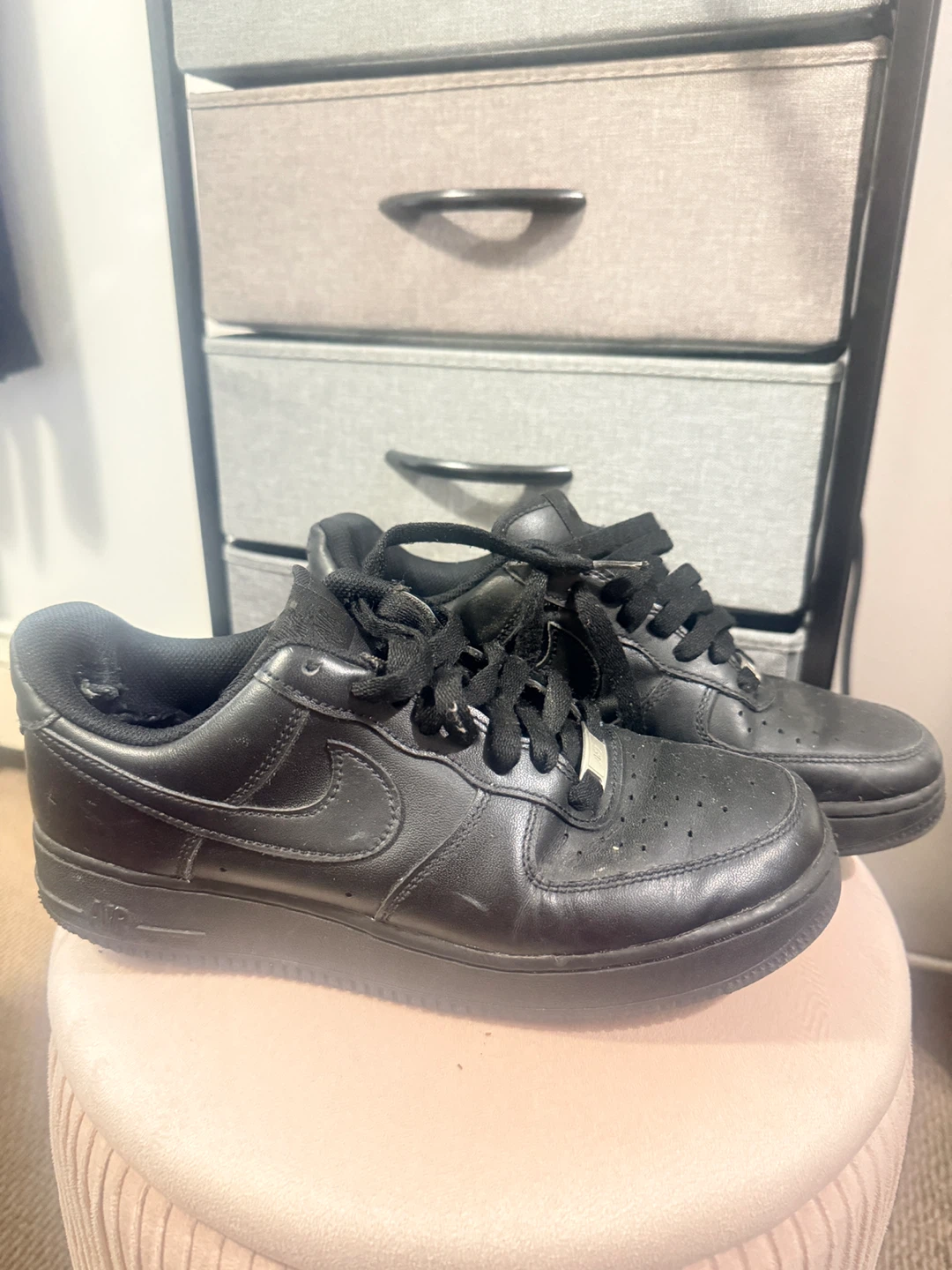 Nike Air Force 1 Black Sneakers Size 9 - photo 2
