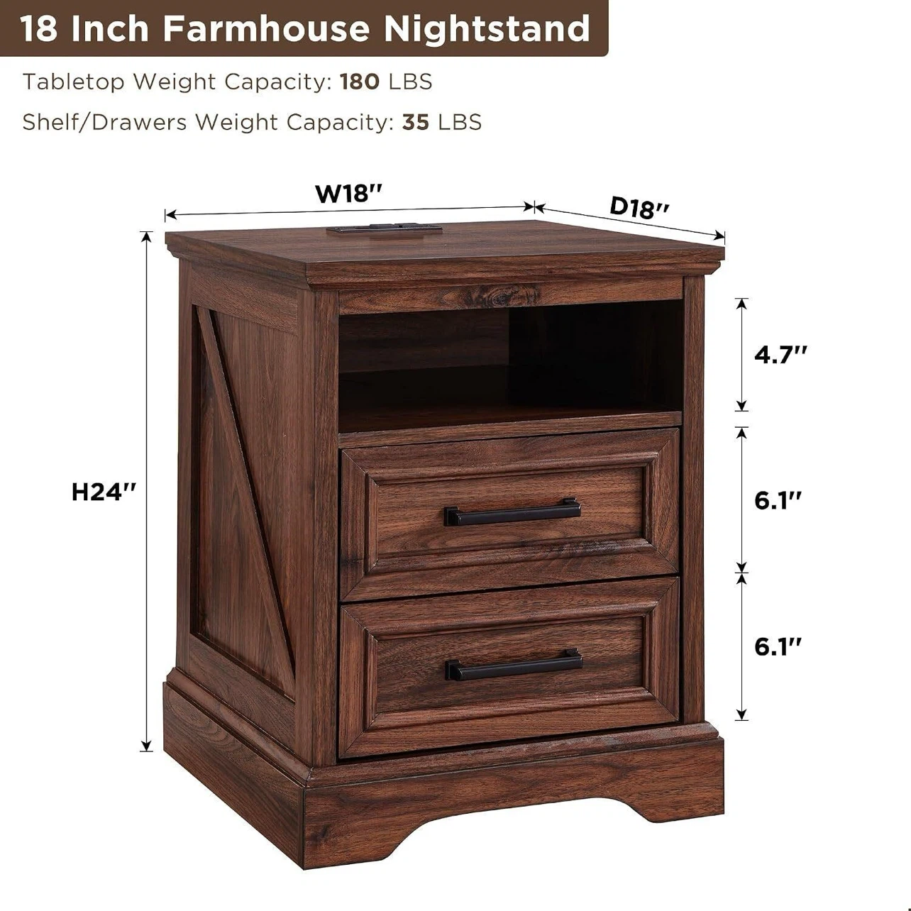 18 Inch Farmhouse Nightstand - photo 2