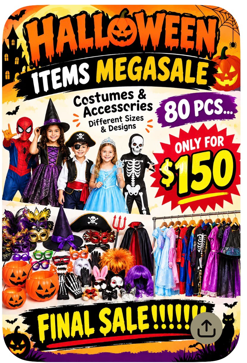 Assorted Kids Halloween Costumes and Accessories