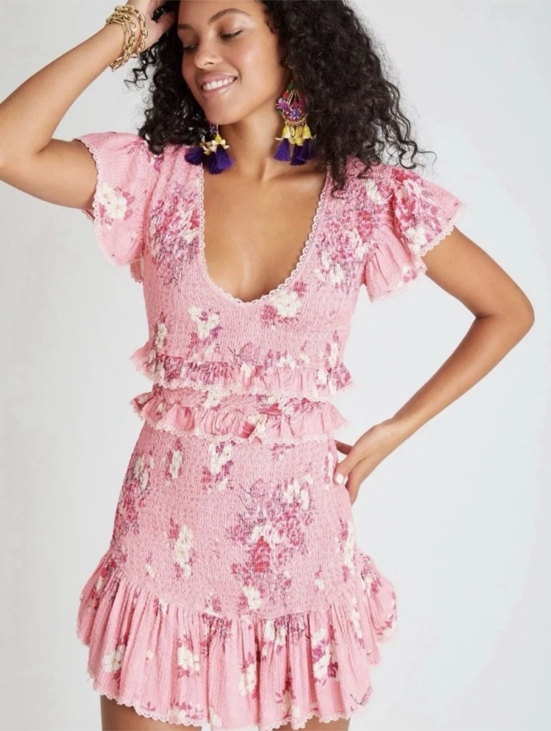 LoveShackFancy Floral Mini Dress