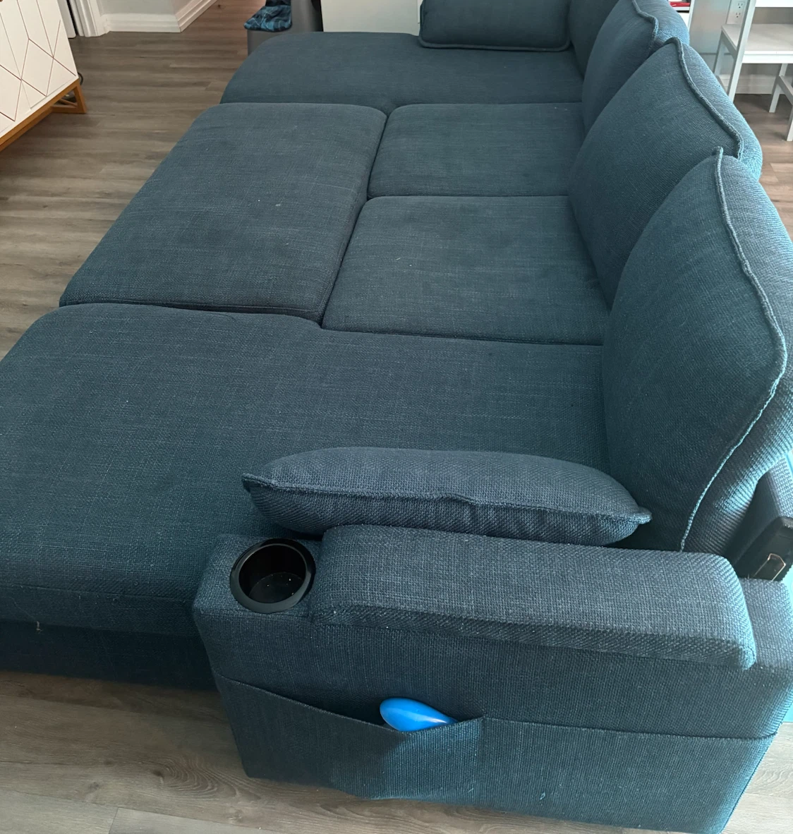 Blue Fabric Sectional Sofa Bed - photo 4