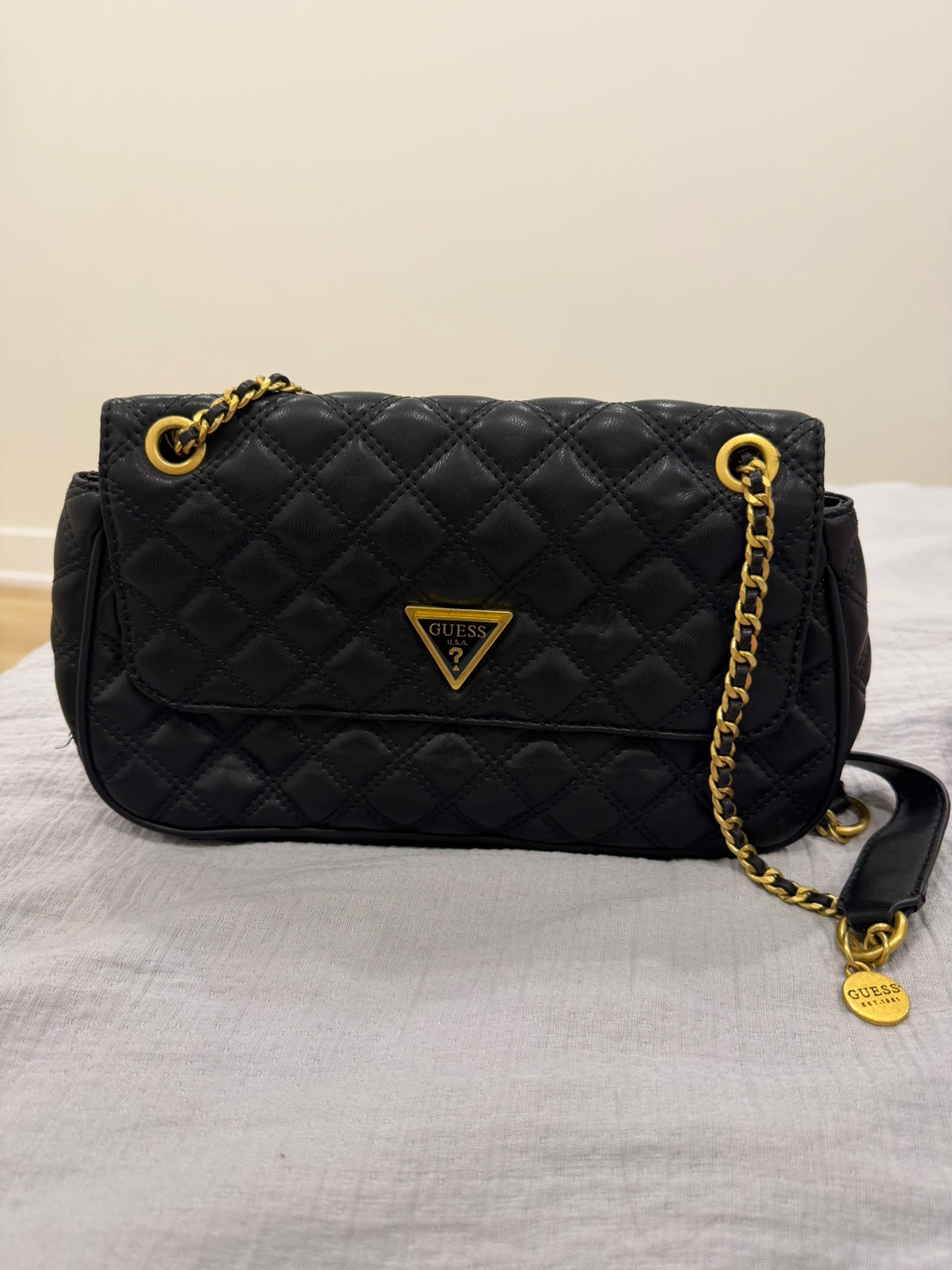 Guess Black Quilted Crossbody Bag
