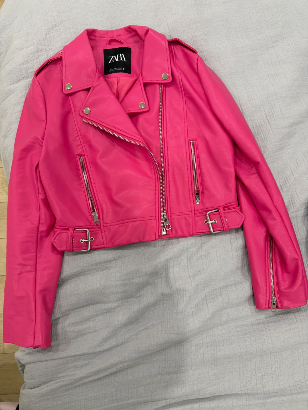 Zara Hot Pink Faux Leather Jacket