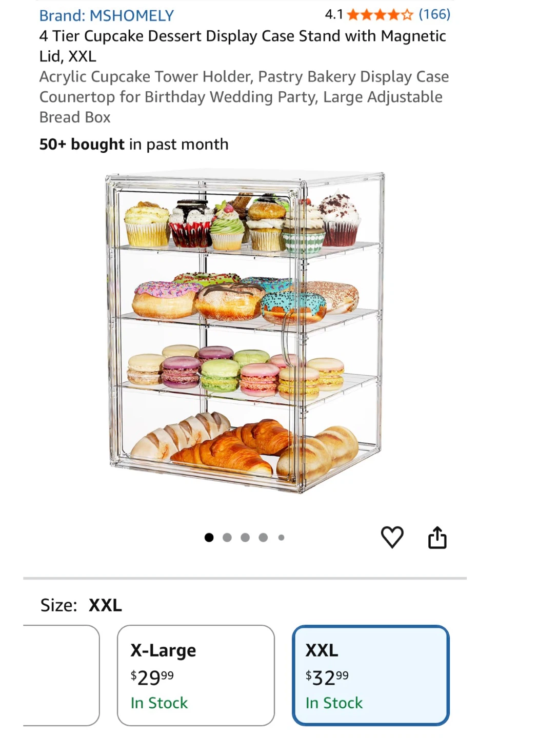MSHOMELY 4 Tier Acrylic Dessert Display Case - XXL