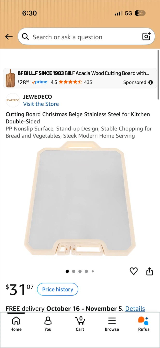 Jewedeco Double-Sided Stainless Steel Cutting Board - photo 2