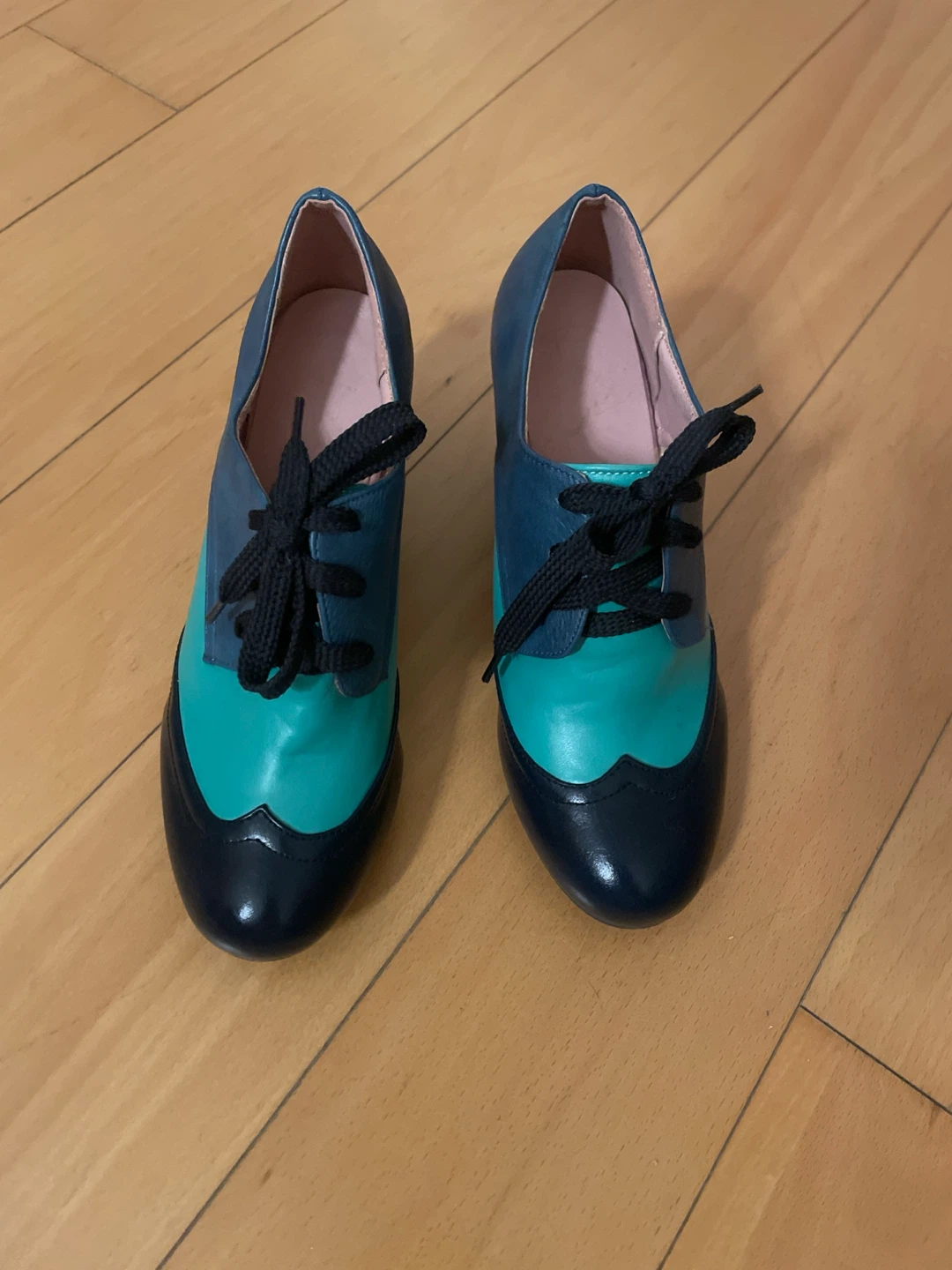 Blue and Teal Lace-Up Heels Size 38