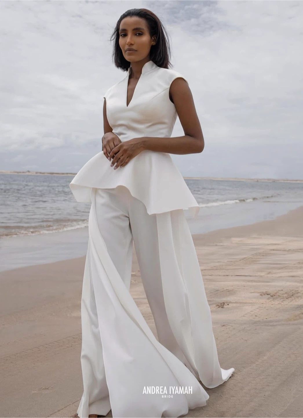 Andrea Iyamah White Peplum 2-piece Jumpsuit