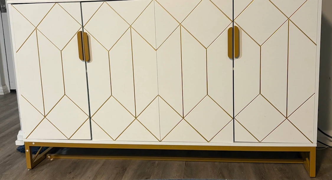 White and Gold Geometric Sideboard