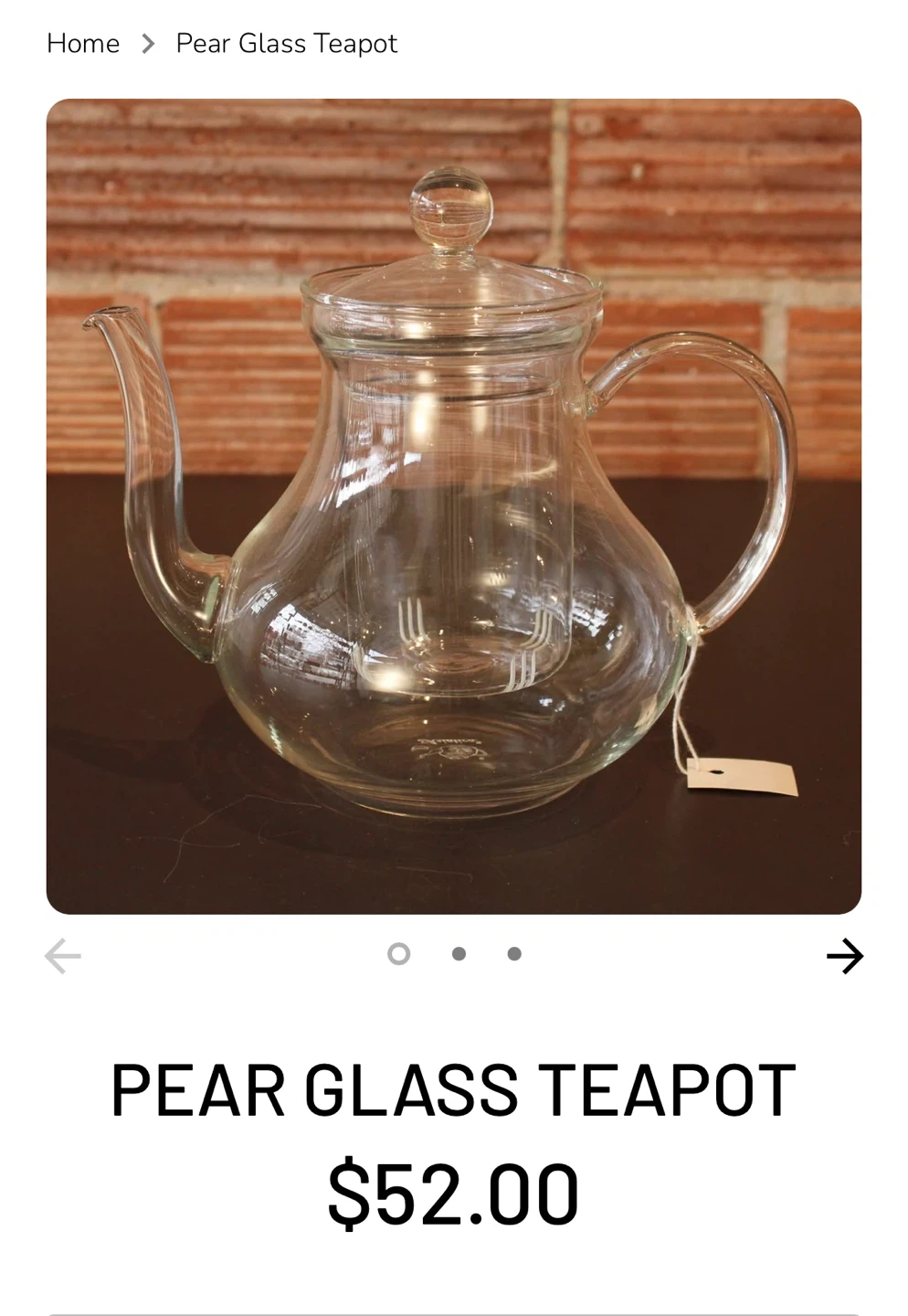 50% OFF $52 from ONLINE: PEAR GLASS TEAPOT - photo 2