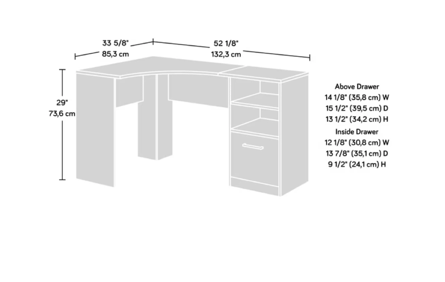 Sauder Dark Wood L-Shaped Corner Desk - photo 5