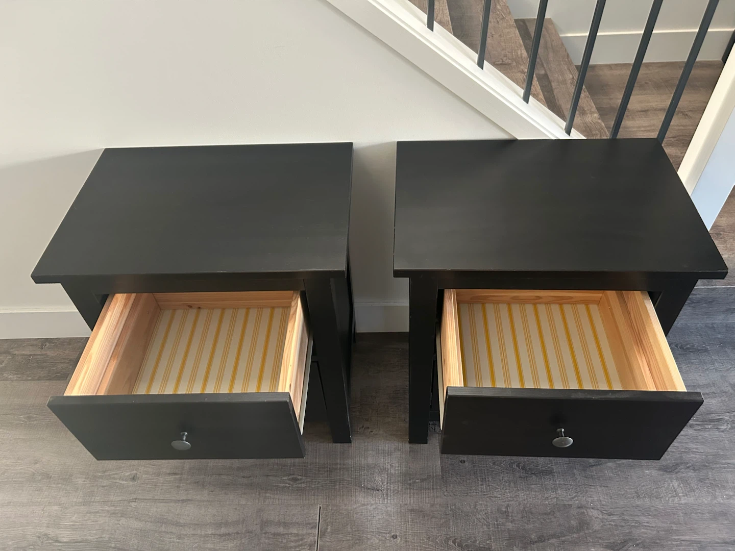 pair of IKEA nightstands in black brown - photo 2