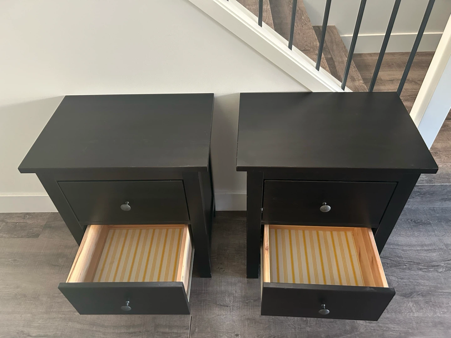 pair of IKEA nightstands in black brown - photo 3