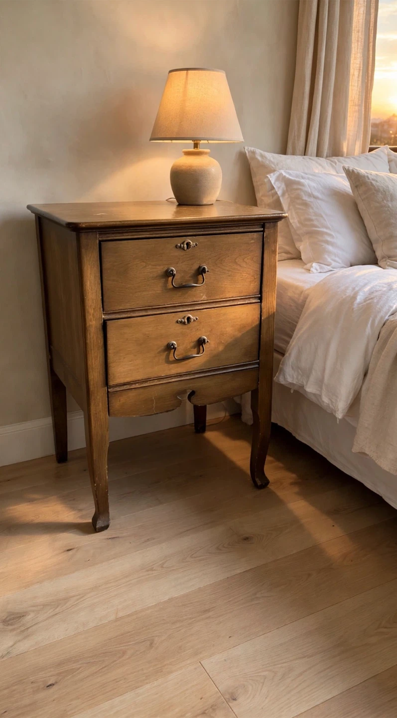 Antique Wooden Side Table Nightstand