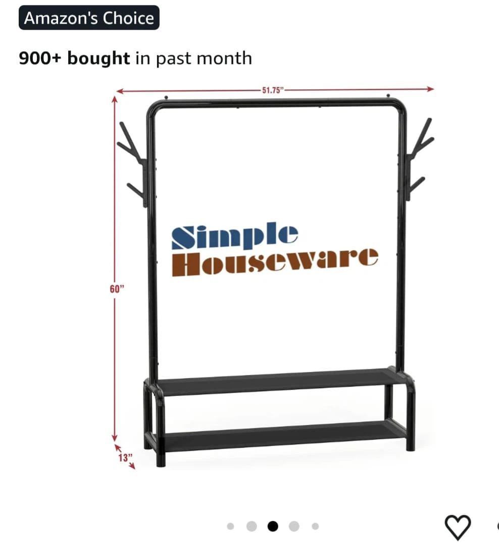 Simple Houseware Garment Rack with Shoe Shelves - photo 5