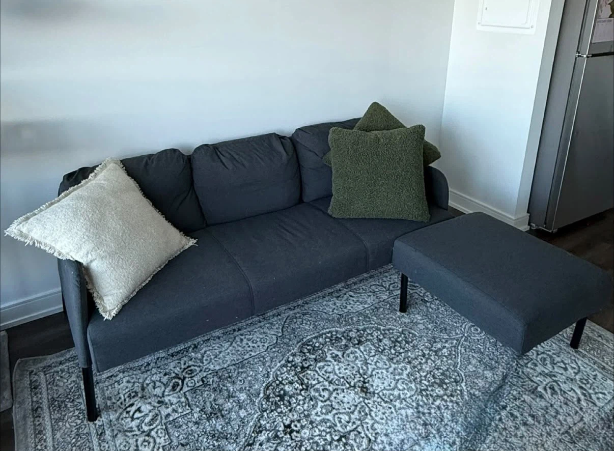 Ikea 3 seater dark grey sofa