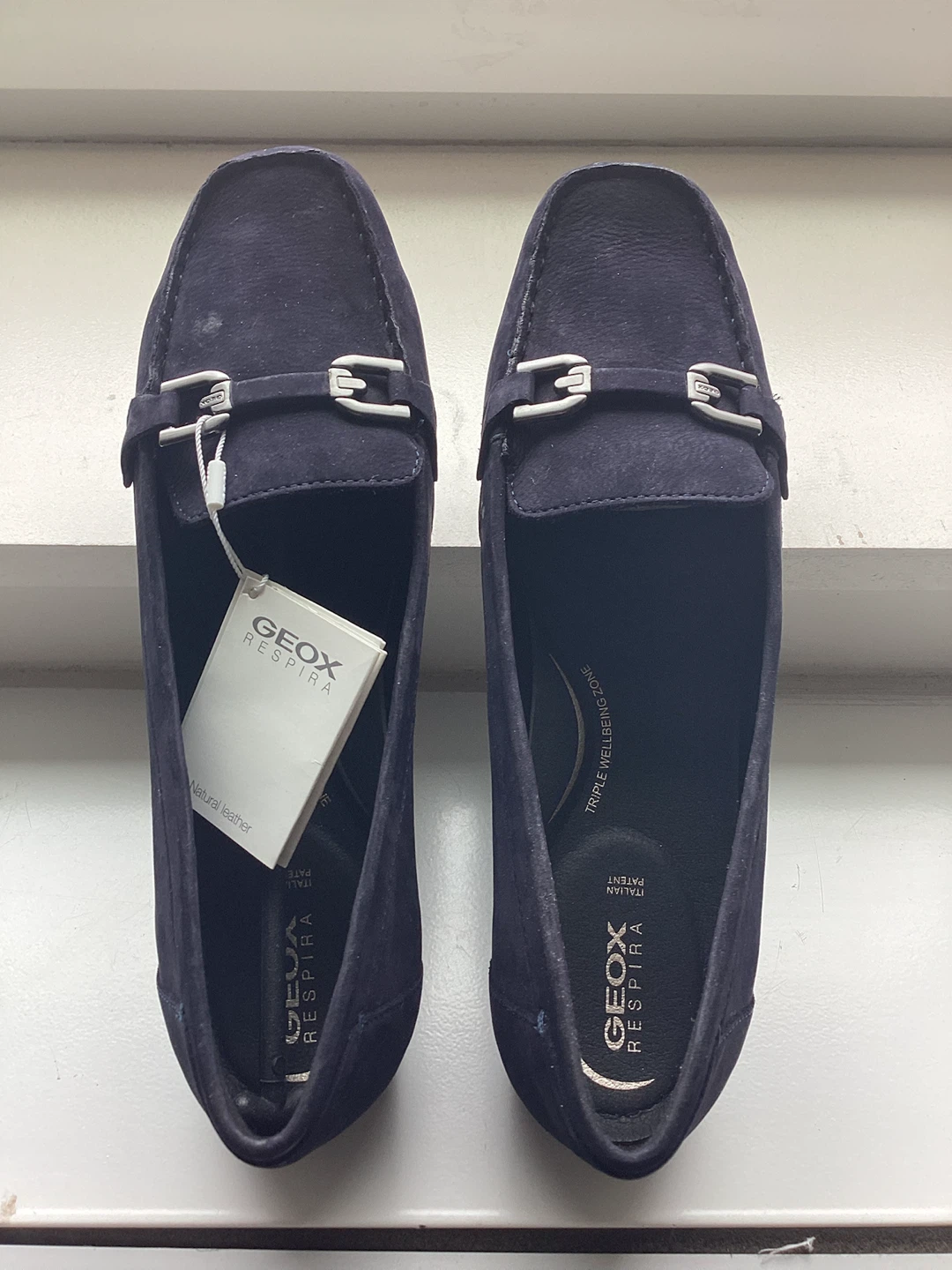 Women's fashion loafers, navy blue. - photo 3