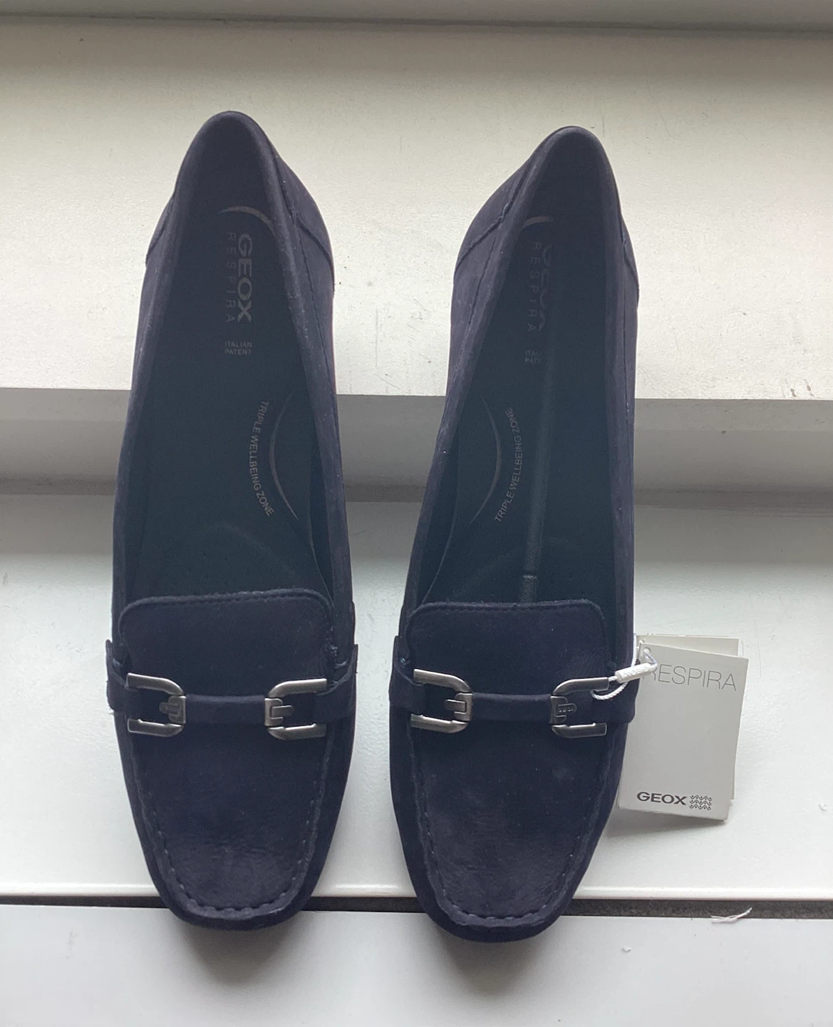 Women's fashion loafers, navy blue. - photo 4