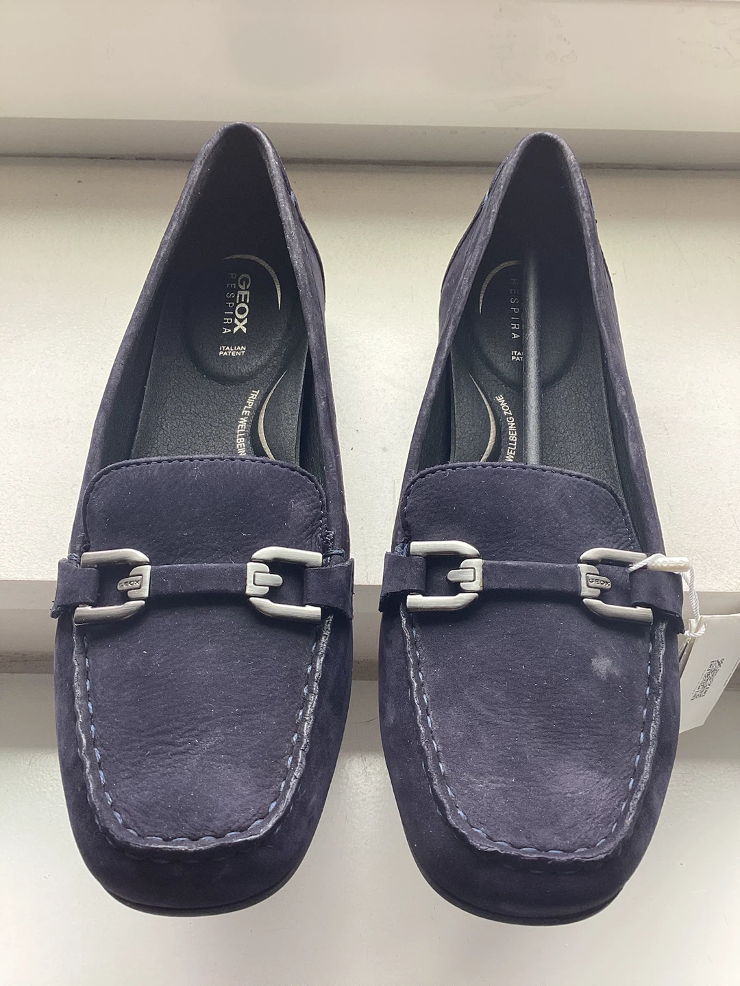Women's fashion loafers, navy blue. - photo 5