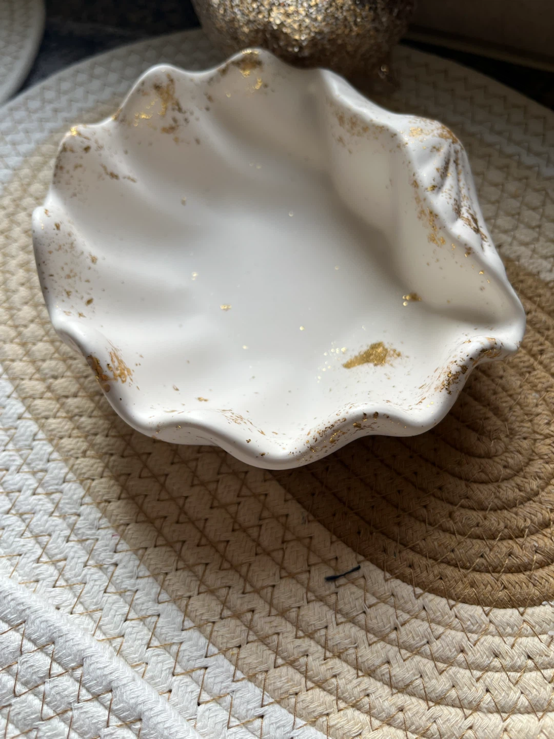 Trinket Dish - Handmade- Soft white with Gold detailing - photo 3