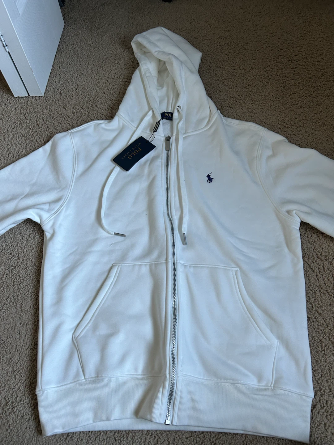 Polo Ralph Lauren White Zip-Up Hoodie