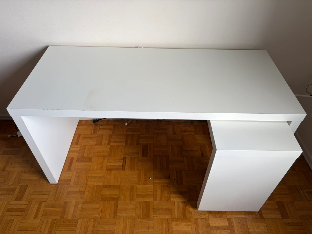 IKEA Malm White Desk with Pull-out Panel - photo 5