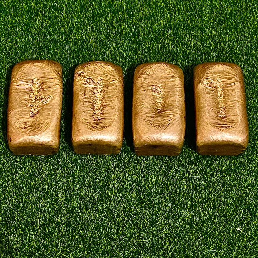 4-Piece Gold Painted Metal Bar Nugget Set