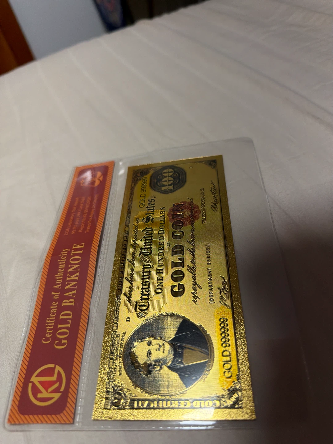 24k Gold Foil One Hundred Dollar Banknote Replica